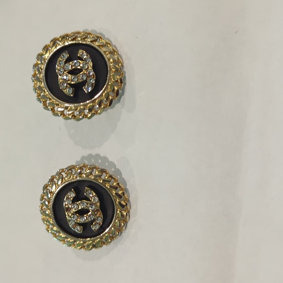 Chanel Vintage Logo Gold and Black Logo Pierced Earrings - Picture 14 of 14